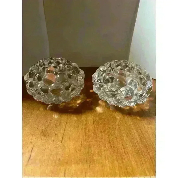 Orrefors Raspberry votive glass candleholders   Made in Sweden - Picture 1 of 4